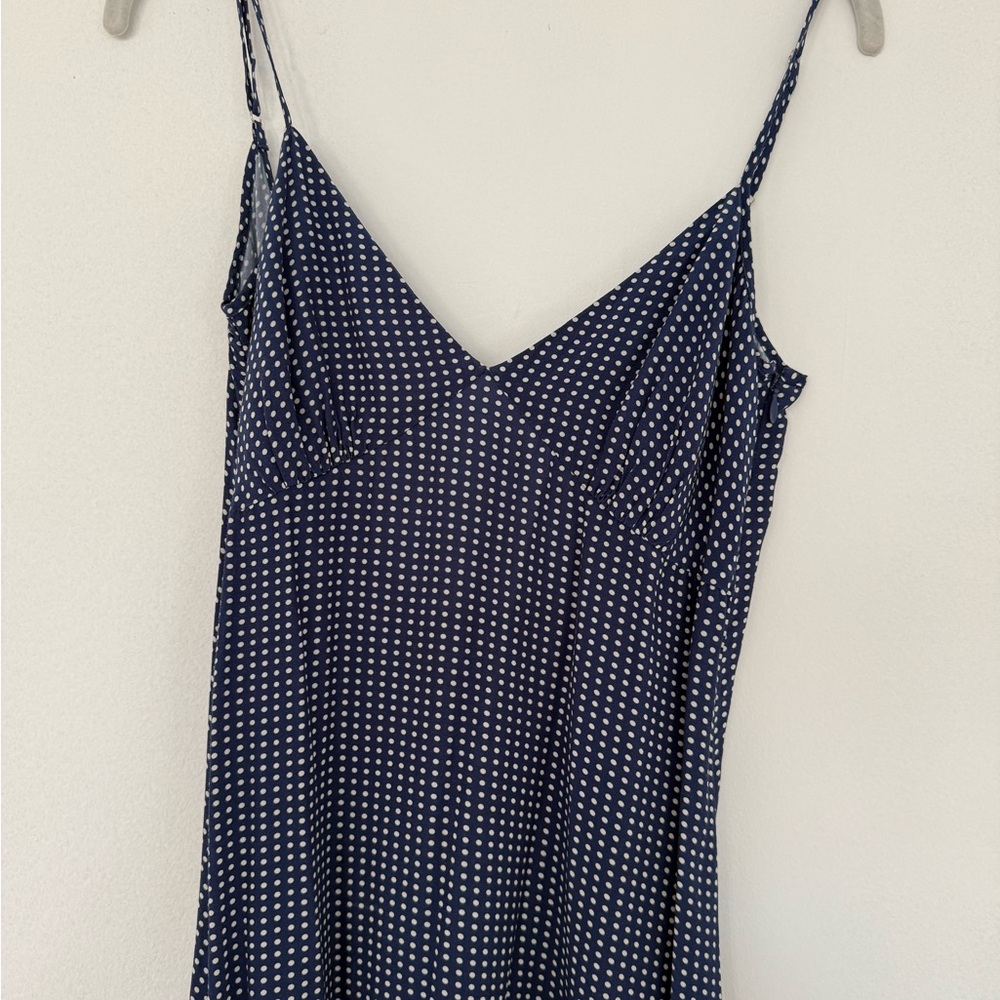 SOLID & STRIPED Navy Polka Dot Midi Dress (Rosetta dress-midnight blue)